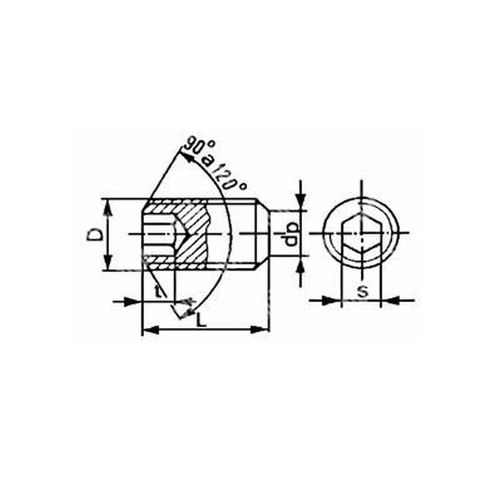 Innensechskantschraube mit flacher Spitze UNI 5923 A4 - Edelstahl 316 M8x40