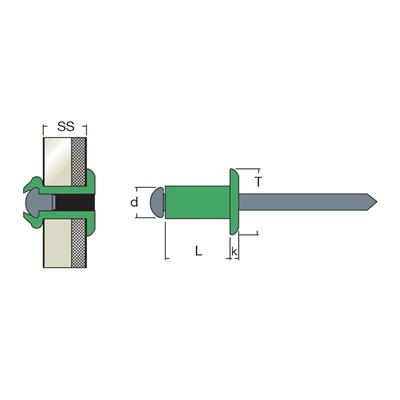 AFT-Blind rivet Alu/Steel DH 4,0x11,0