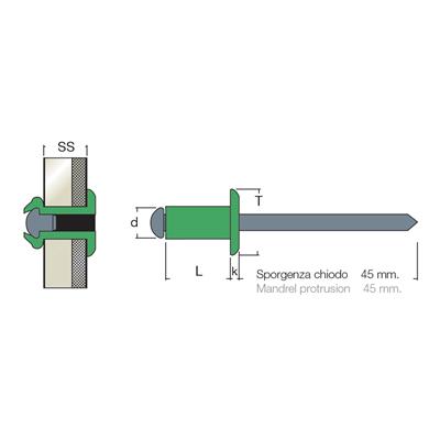 AFT45-Blind rivet Alu/Steel mandrel mp45 DH 4,0x10,0 SP45