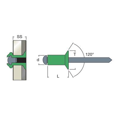 AFS-Alu/Acier rivet TF 6,0 3,0x10,0