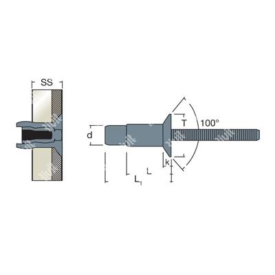 MAGNARIV-Acier/Acier rivet TF 100° es3,2-8,5 4,8x12,3
