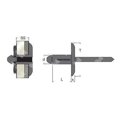 TRIPLASTRIV12-Blind rivet black Nylon 6.6 gr 3-4,5 LH12 4,8x16,0