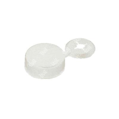 Plastic cap with eye RAL9010 white for rivets d.3,2 - 4,0 - 4,8