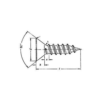 Phillips cross flat head tapping screw UNI 6955/DIN 7982 nickel plated steel 3,5x38