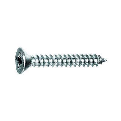 Phillips cross flat head tapping screw UNI 6955/DIN 7982 white zinc plated steel 3,5x38