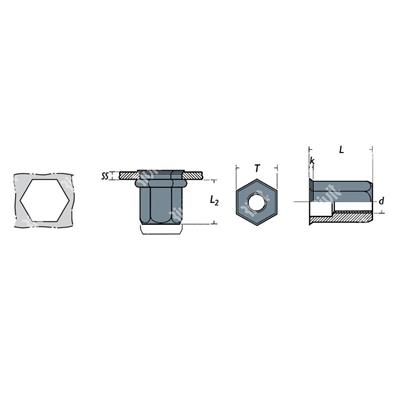 FRE-Rivsert Steel hexagonal 6,97mm h.7,0 gr0,5-3,0 RH M5/030