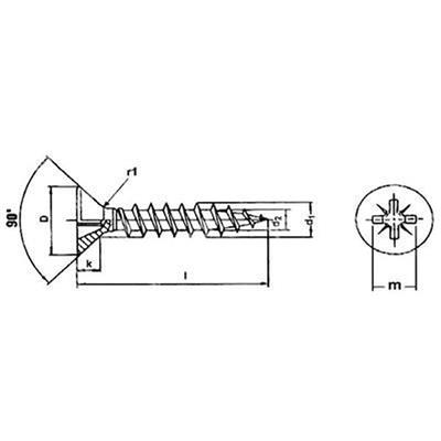 Flat head chipboard screw DIN 7505A white zinc plated steel C15 4x18