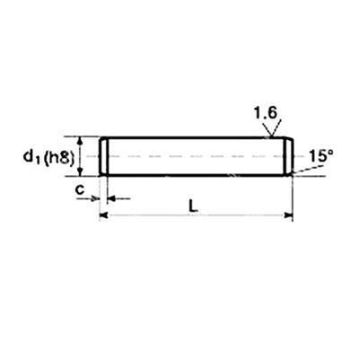 Spina cilindrica UNI 1707/DIN 7 h8  Acc. r.45/55 8x16