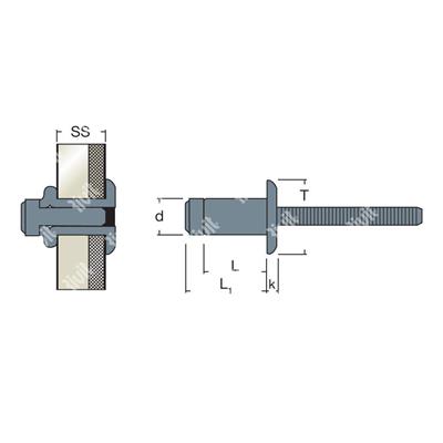 LOCKRIV-Acier/Acier rivet TP es4,8-6,8 6,4x12,5