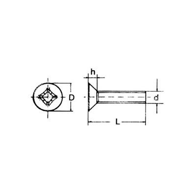 Phillips cross flat head screw UNI 7688/DIN 965 4.8 - plain steel M6x10