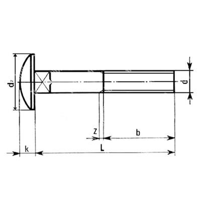 Flachrundschraube Vierkantansatz UNI 5731/DIN 603 ohne Mutter   4.8 - Stahl weiß verzinkt M8x40