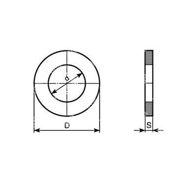 Flache Unterlegscheibe UNI 6592/DIN 125A HV100 - Stahl weiß verzinkt d.48