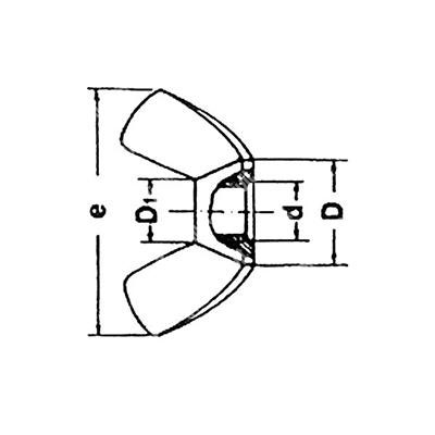 Flügelmutter U5448/D315 - Amerikanische Form cl.8 - Rohstahl M16