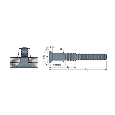 RIVLOCK-Lockbolt Steel d.6,4 gr 8,0-11,0 RLFS 8-6 d6,4