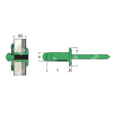 TRERIV-Blind rivet Alu/Alu gr 4,0-12,0 h.5,0/5,3 DH 4,8x24,0