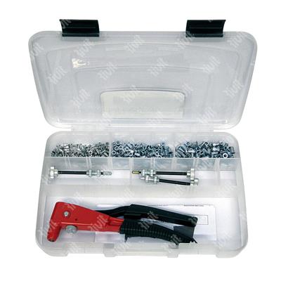 RIV900C-Hand tool for rivet nuts in a case withM3,M4,M5 tie rods-steel rivet nuts assortment RIV900C