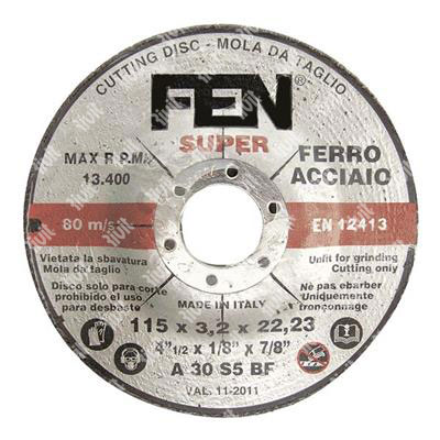 FEN-Disco abrasivo centro depr. Super x taglio Fe DE.115X3,2X22