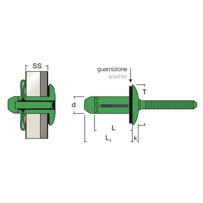 GTRERIV19-Rivetto Alu/Alu + G. ss1,1-9,5 7,7x28,2 TL19