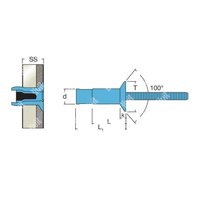 MONRIV-Blind rivet Stainless steel 304/304 gr 3,0- CSKH 100° 4,8x16,0