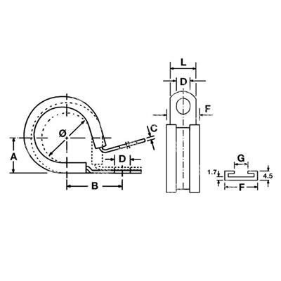 JCS-M6-56 Vibration-dumping ST hose clip L.12mm M6-d.56