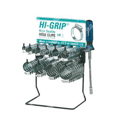 JCS-HIGRIP Display Stands 100 INOX hose clipsL13mm ass.12-50