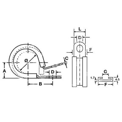 JCS-PCLIPS M6-12 Stainless ST 304 vibration-dumping hose clip L.12mm M6-d.12