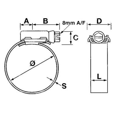 JCS-HITORQUE 90 316-Stainless ST hose clips L.13mm 70-90