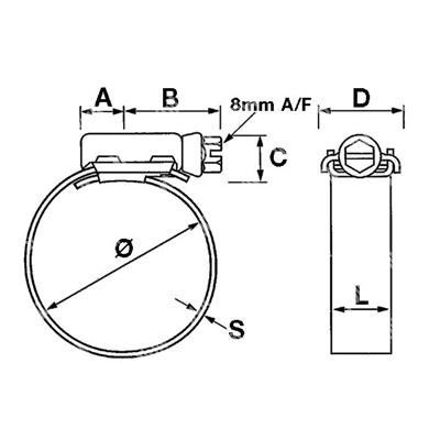 JCS-HITORQUE 40 304-Stainless ST hose clips L.13mm 25-40