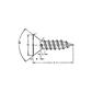 Phillips cross flat head tapping screw UNI 6955/DIN 7982 white zinc plated steel 3,5x38