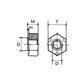 Hex weld nut large wrench 13 plain steel cl.8 M5